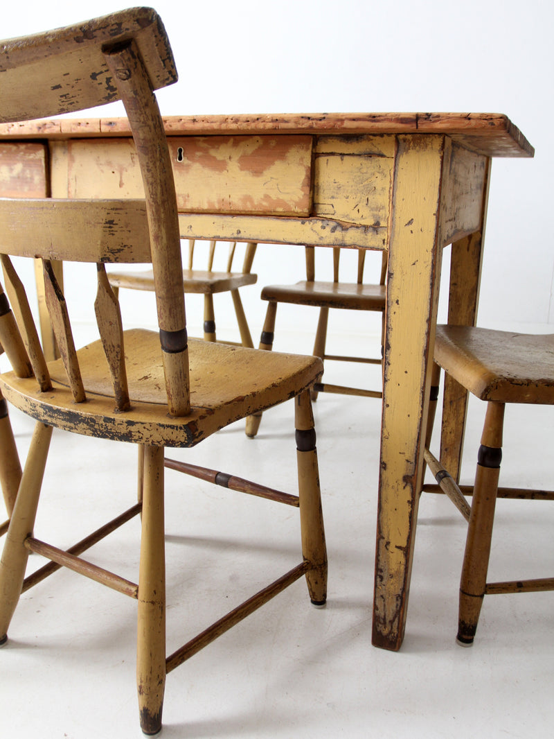 antique farmhouse table with drawers