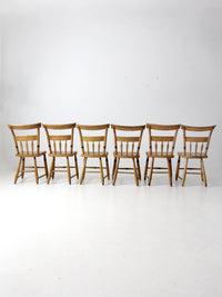 antique set of 6 painted plank seat chairs