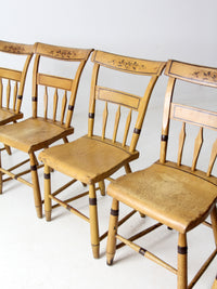 antique set of 6 painted plank seat chairs