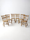 antique set of 6 painted plank seat chairs