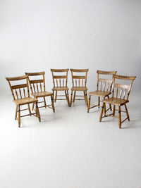 antique set of 6 painted plank seat chairs