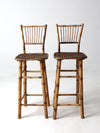 mid-century bamboo bar stools pair