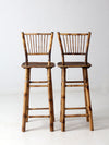 mid-century bamboo bar stools pair