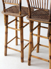 mid-century bamboo bar stools pair