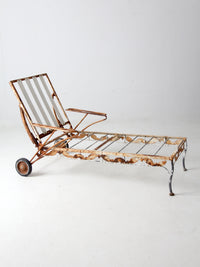 vintage wrought iron chaise lounge chair