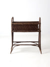 antique wicker woven planter stand