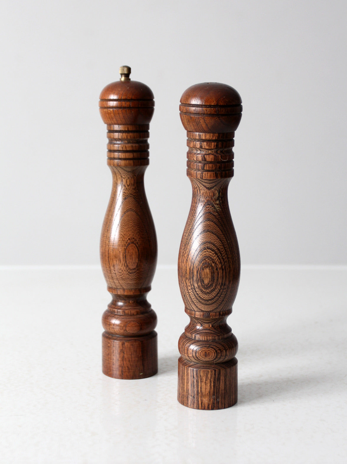 mid century wooden salt & pepper shakers