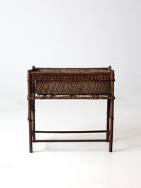 antique wicker planter stand