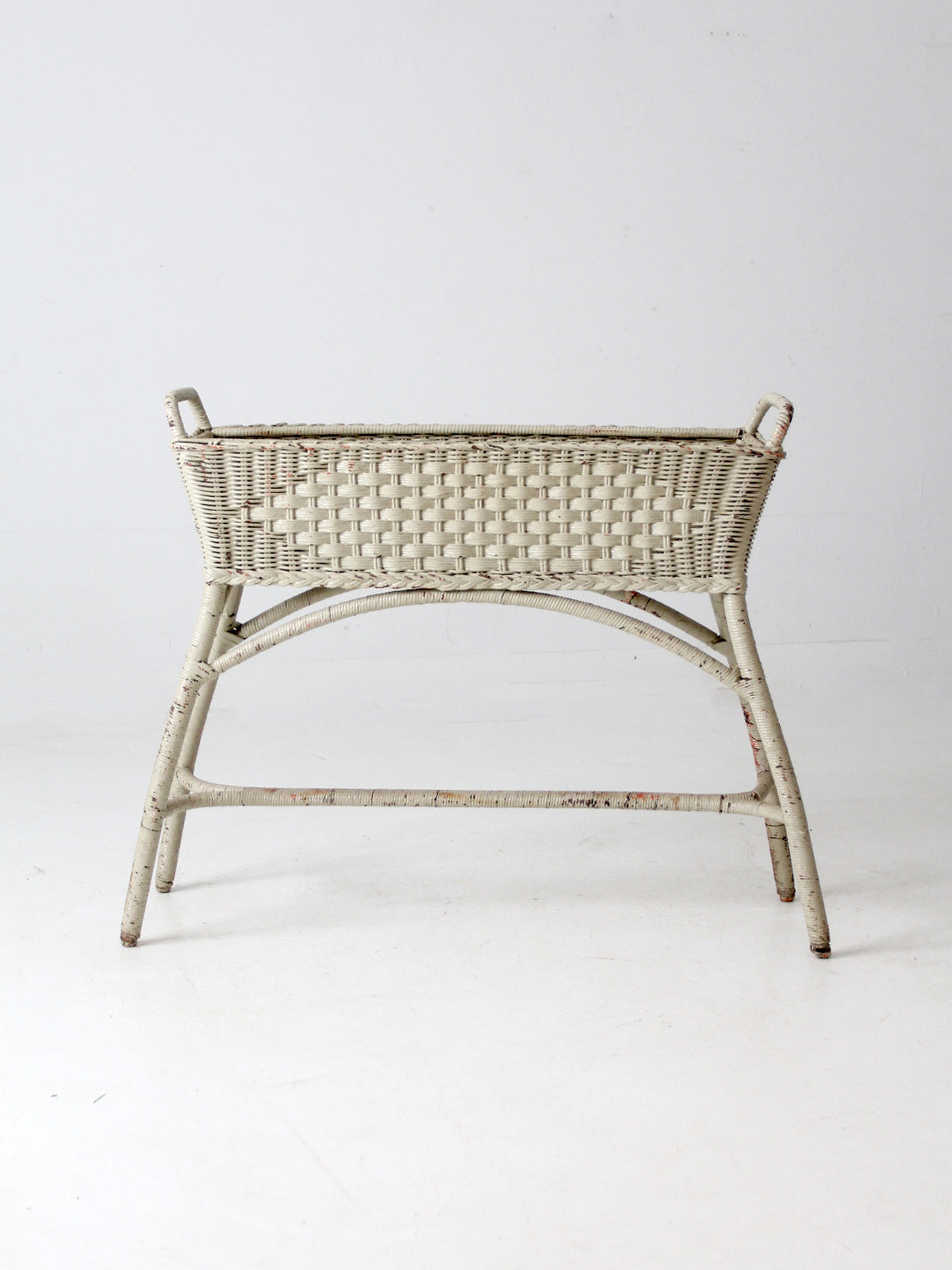 antique painted wicker planter