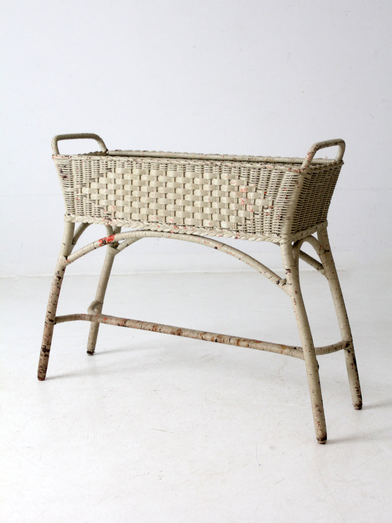 antique painted wicker planter