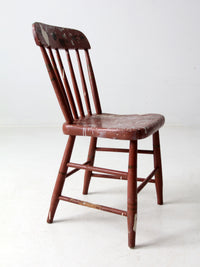 antique primitive plank seat chair