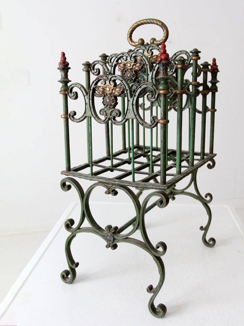 antique cast iron magazine rack