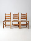 vintage ladder back chairs with woven seats set of 3