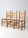 vintage ladder back chairs with woven seats set of 3