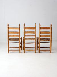 vintage ladder back chairs with woven seats set of 3