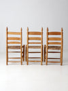 vintage ladder back chairs with woven seats set of 3