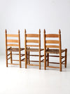 vintage ladder back chairs with woven seats set of 3