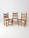 vintage ladder back chairs with woven seats set of 3