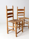 vintage ladder back chairs with woven seats set of 3