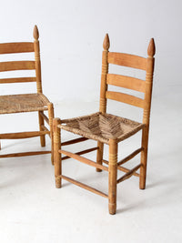 vintage ladder back chairs with woven seats set of 3