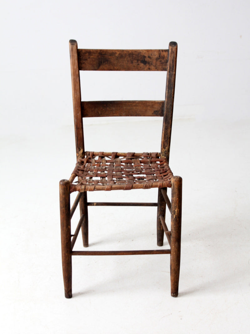 antique rustic woven seat chair