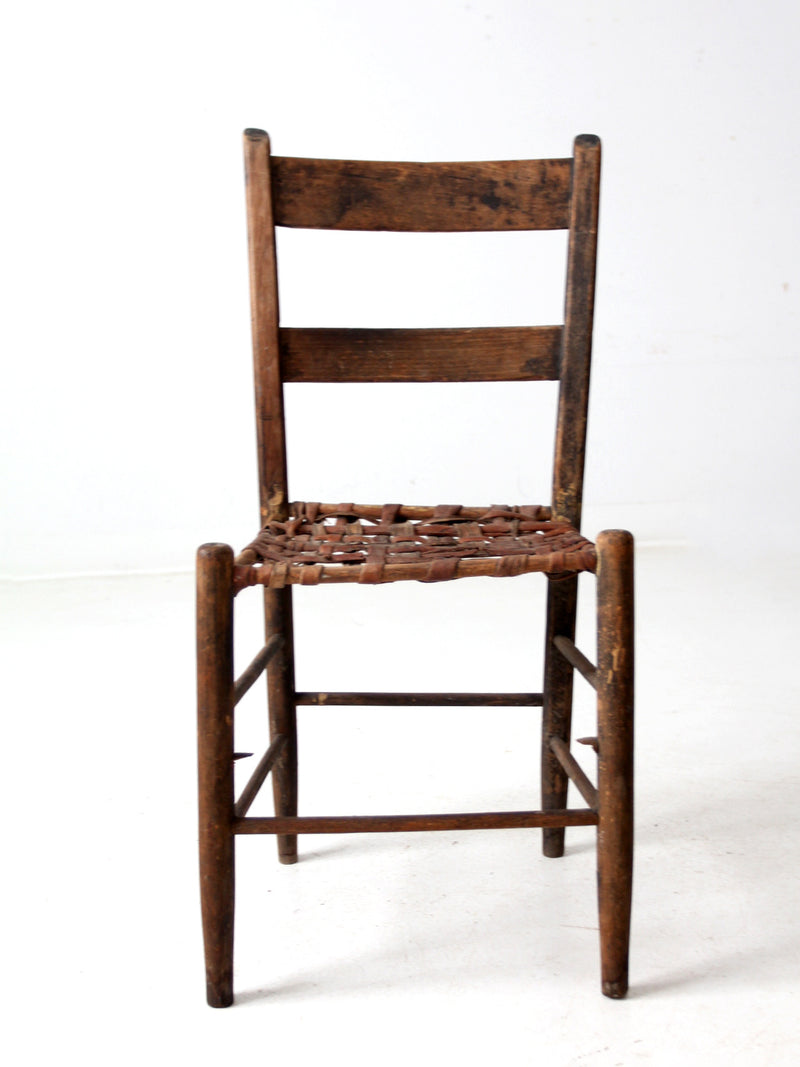 antique rustic woven seat chair