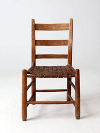 antique rustic splint weave seat chair