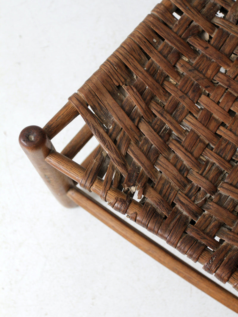 antique rustic splint weave seat chair