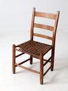 antique rustic splint weave seat chair