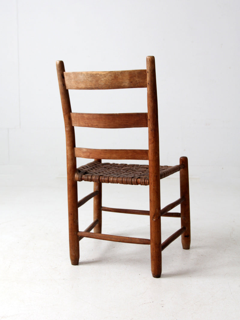 antique rustic splint weave seat chair