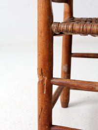 antique rustic splint weave seat chair