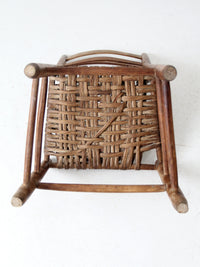 antique rustic splint weave seat chair