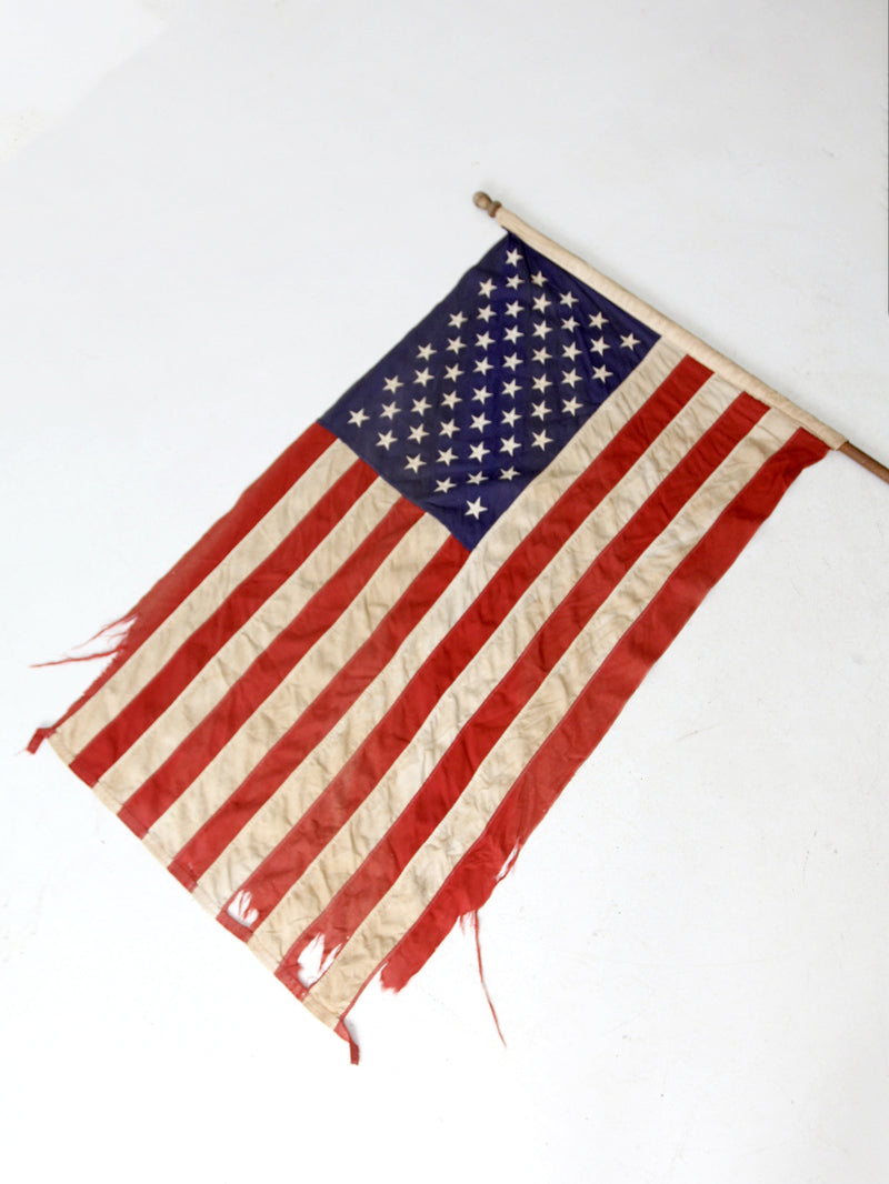 vintage 1960s American flag on pole