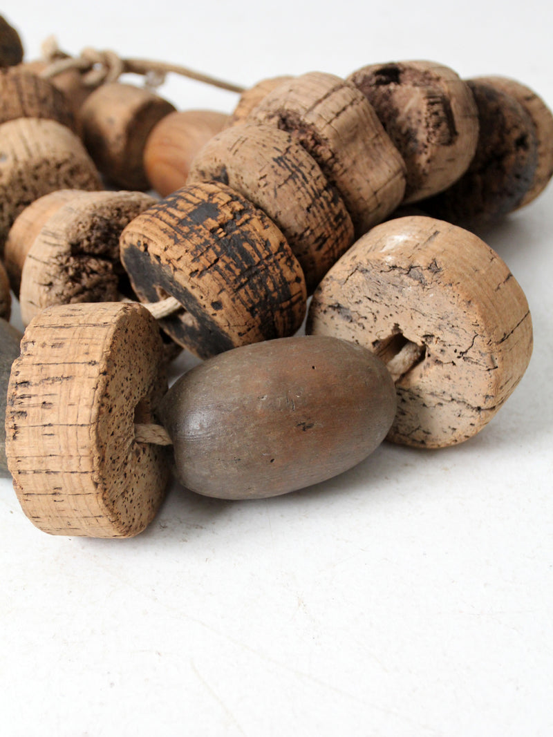 antique cork fishing buoys pair