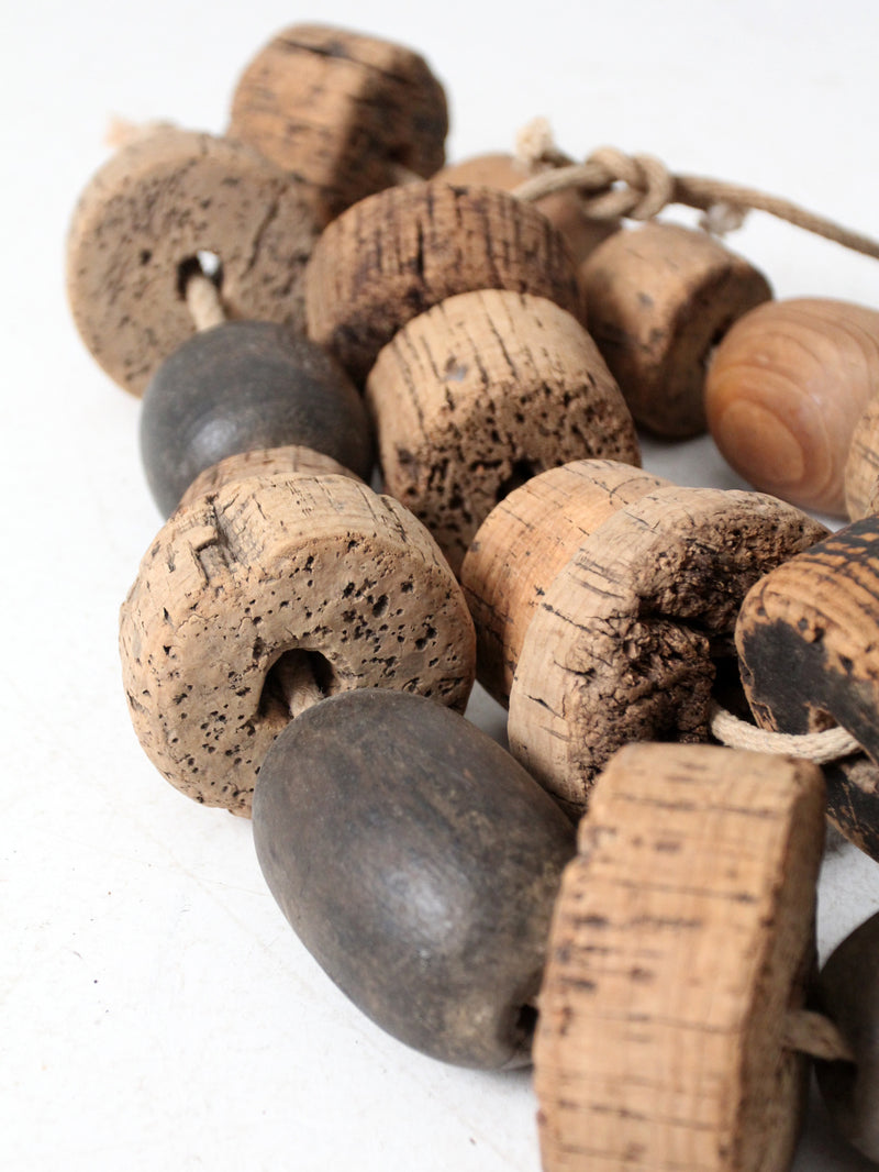 antique cork fishing buoys pair