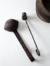 antique smelting pot and ladles