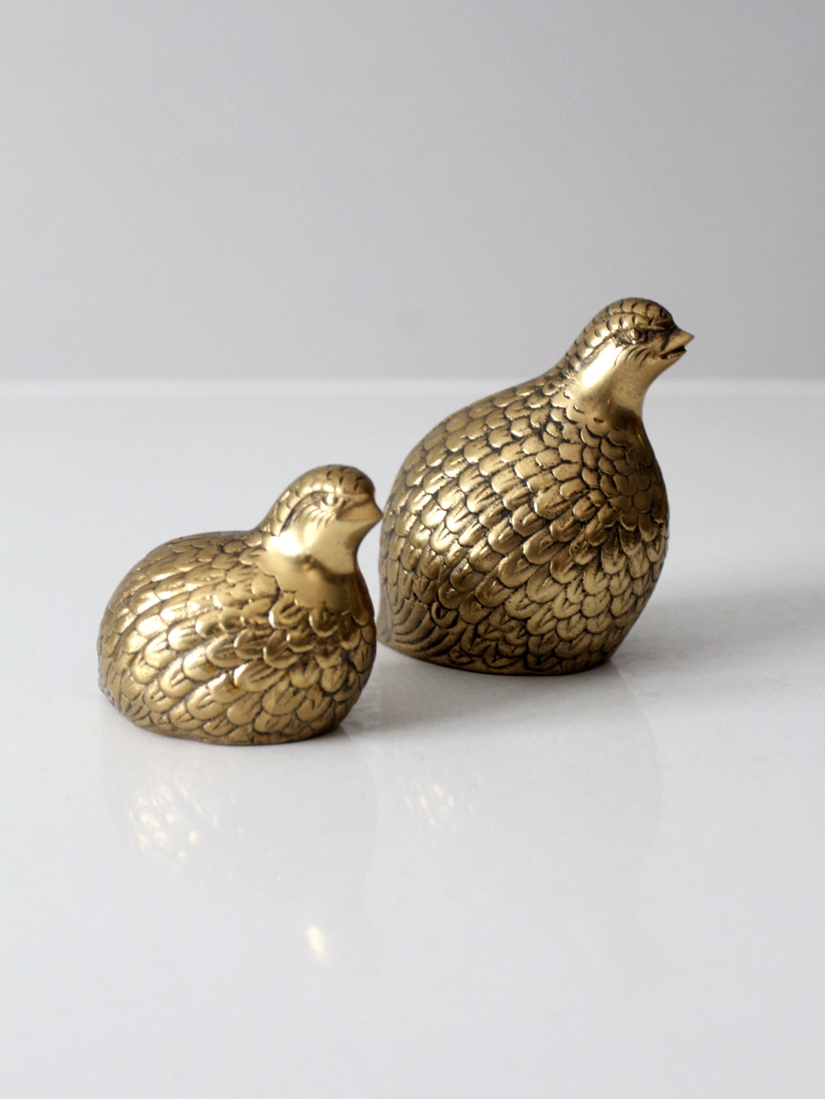 mid century brass quails pair