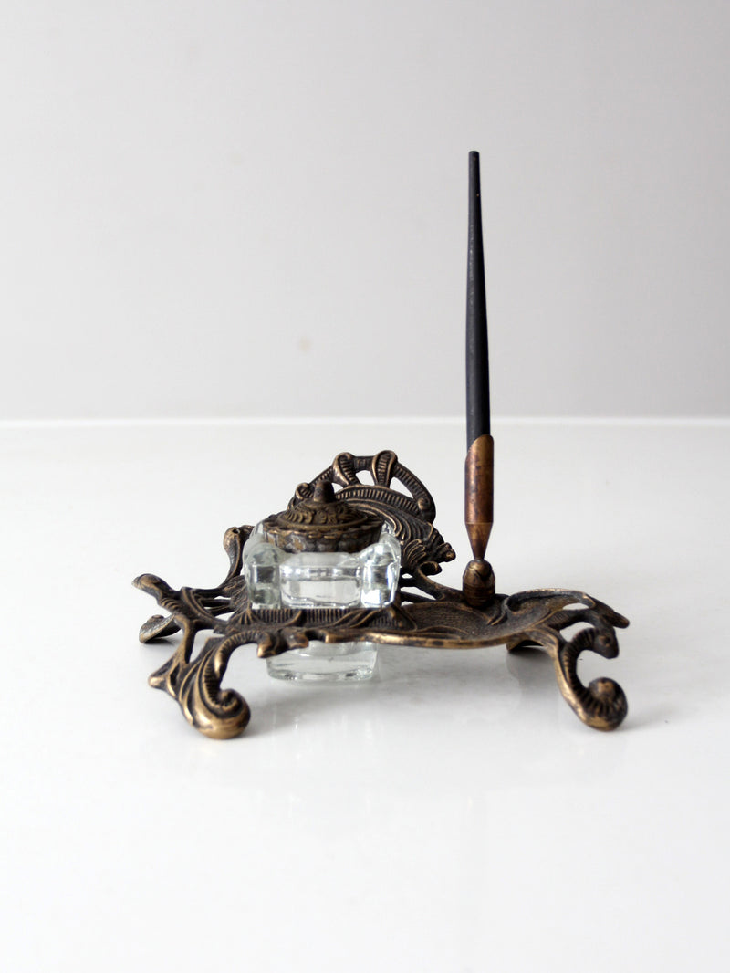 art nouveau style inkwell and pen desk set