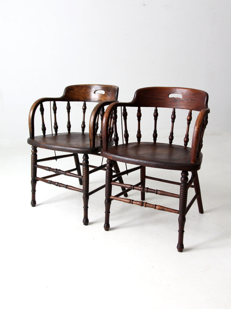 antique captains chair pair