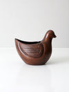 vintage carved wooden bird bowl