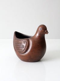 vintage carved wooden bird bowl