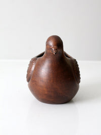 vintage carved wooden bird bowl