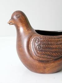 vintage carved wooden bird bowl