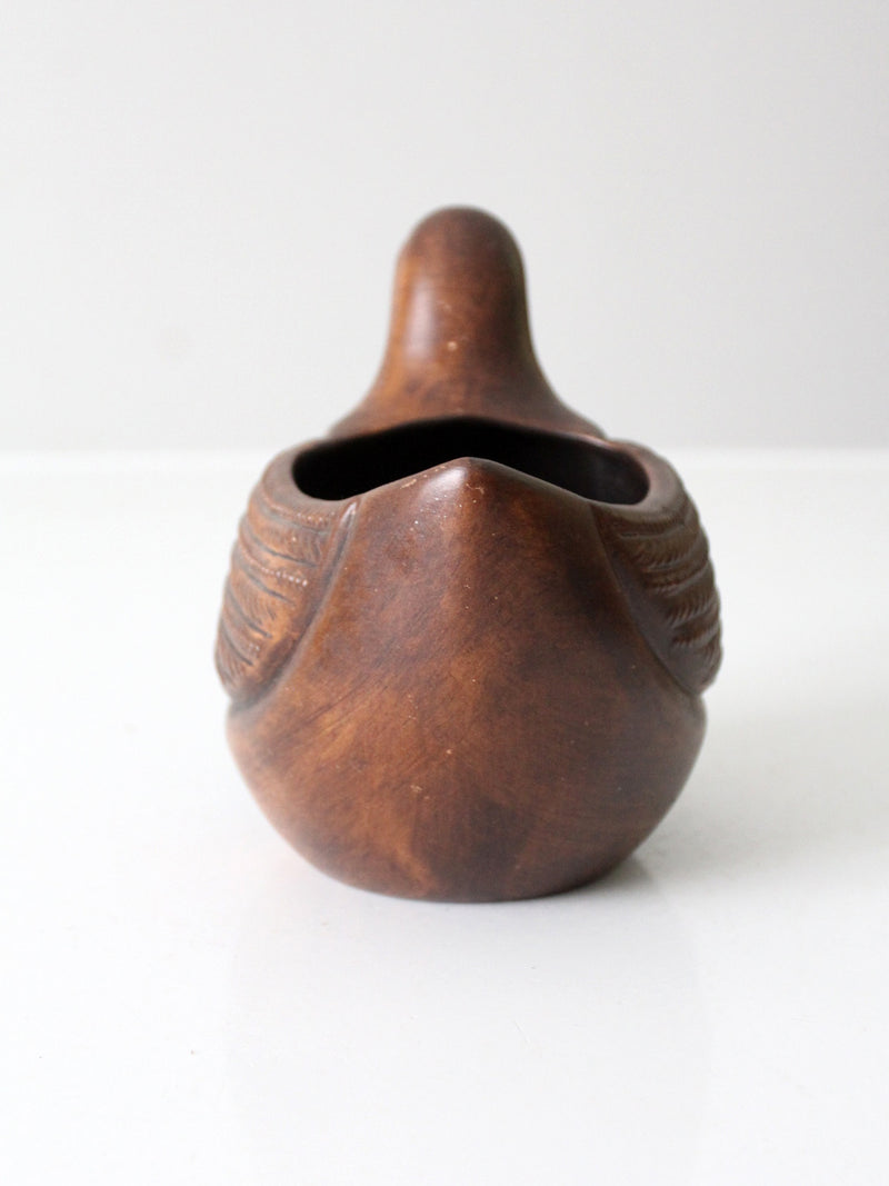 vintage carved wooden bird bowl