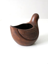 vintage carved wooden bird bowl