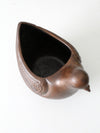 vintage carved wooden bird bowl