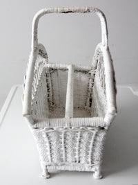 vintage white wicker magazine basket