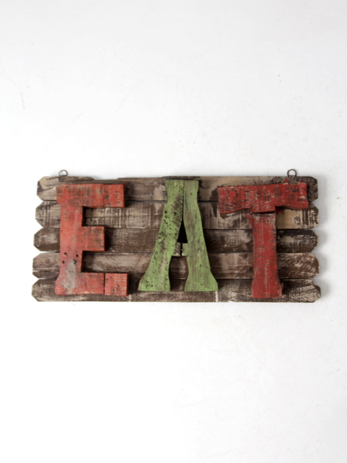 vintage rustic wood "EAT" sign