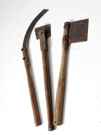 antique agricultural tools collection of 3