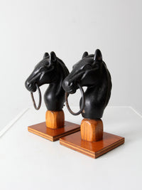 antique horse head hitching post finials pair